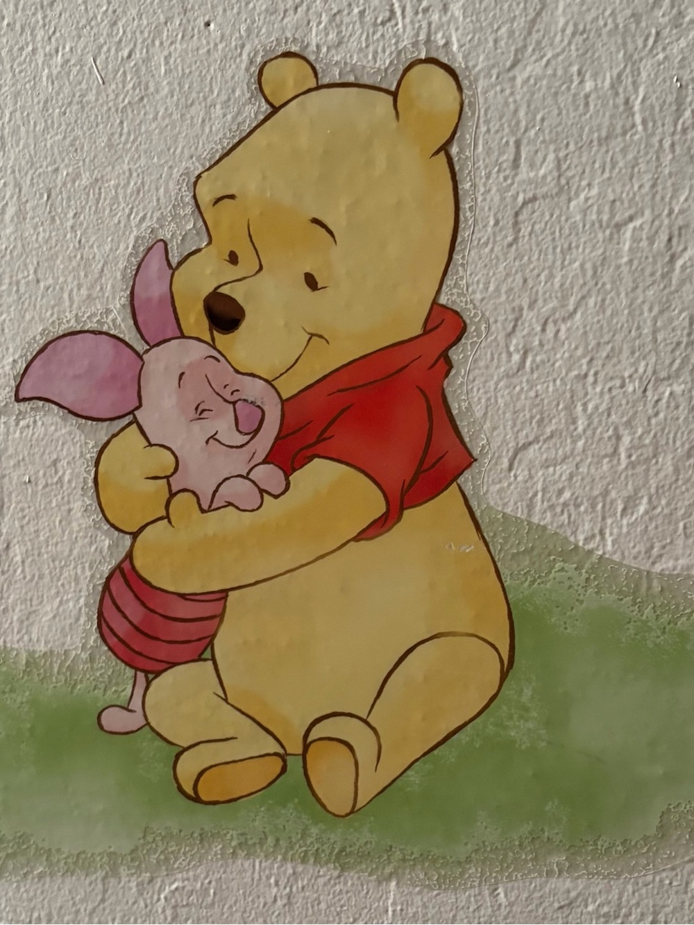 10.5”-wide, 9”-tall Used Vinyl Stick-&-Peel Winnie the Pooh & Piglet Wall Decal